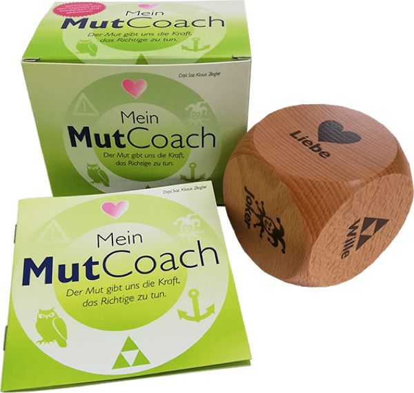 Würfel und Anleitung zur Entwicklung von Mut.